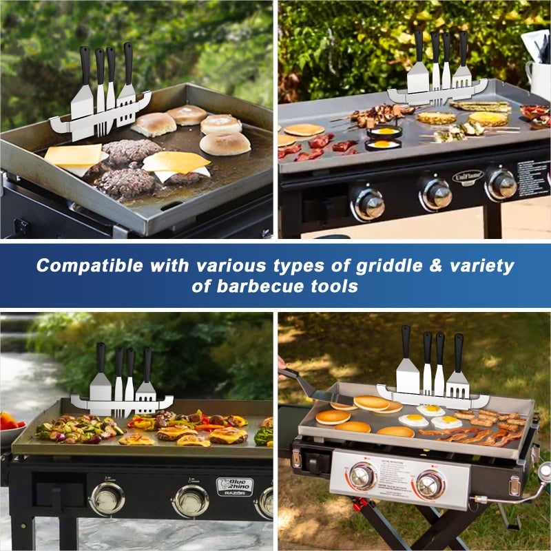 tonhui 2 Pack Griddle Spatula Holder  10 Inch Stainless Steel Barbecue Tool Hold Rack  Outdoor Picnic Griddle Accessories for Blackstone  Royal Gourmet and Other Flat Top Griddle - Image 5
